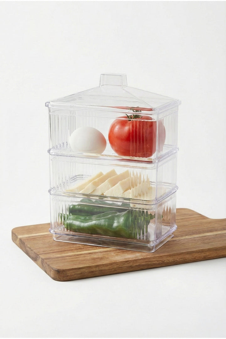 Set de 3 Boîtes de Rangement Transparentes Empilables