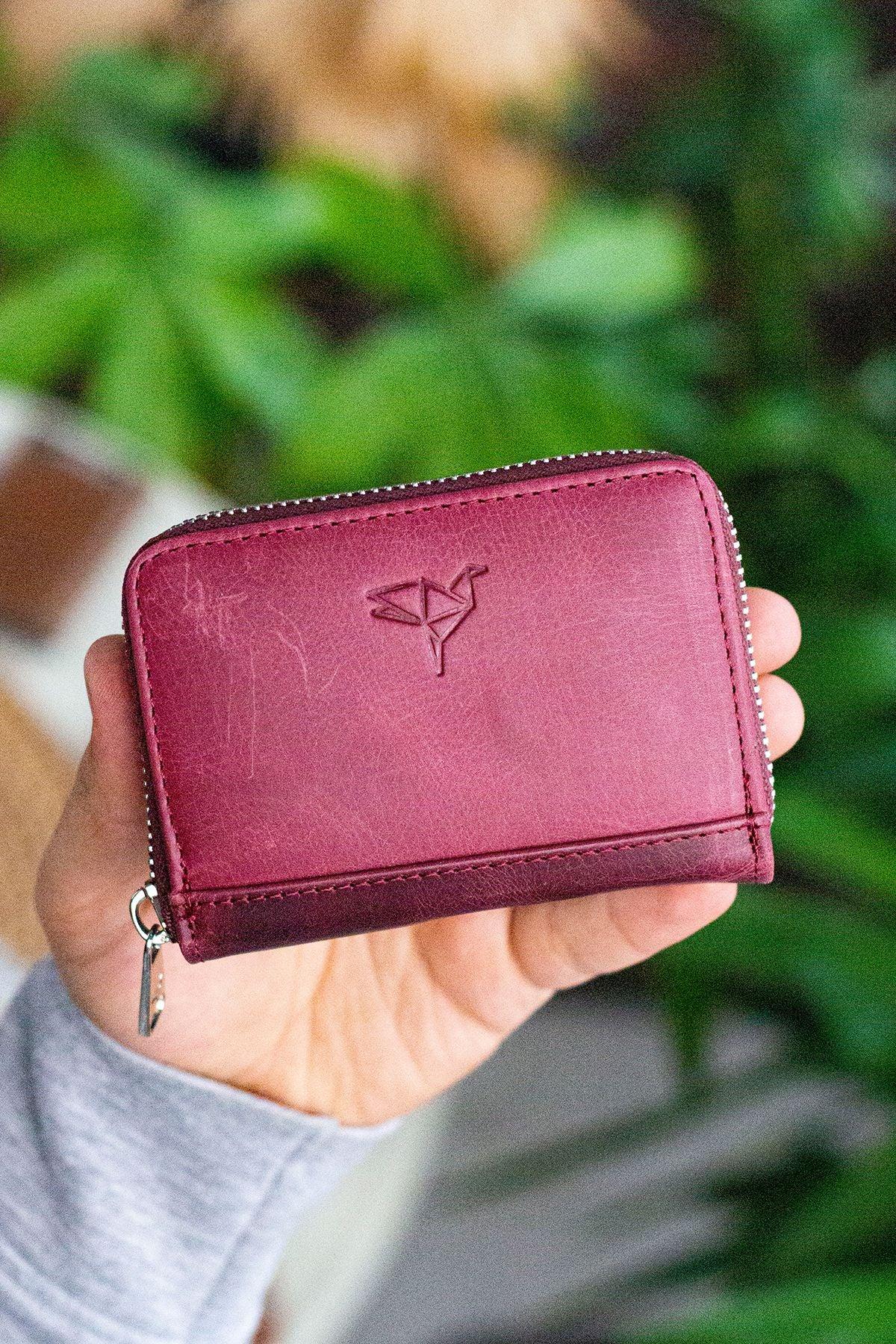 Portefeuille unisexe en cuir véritable Crazy Leather zippé avec porte-monnaie – Taba Sydney - Justyol