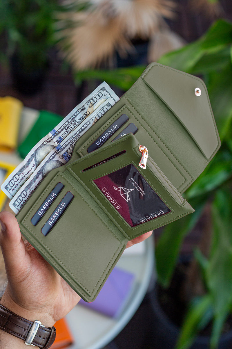 Portefeuille Femme Mini Violet Prune en Cuir Vegan avec Porte-Monnaie et Multi-Compartiments Cartes