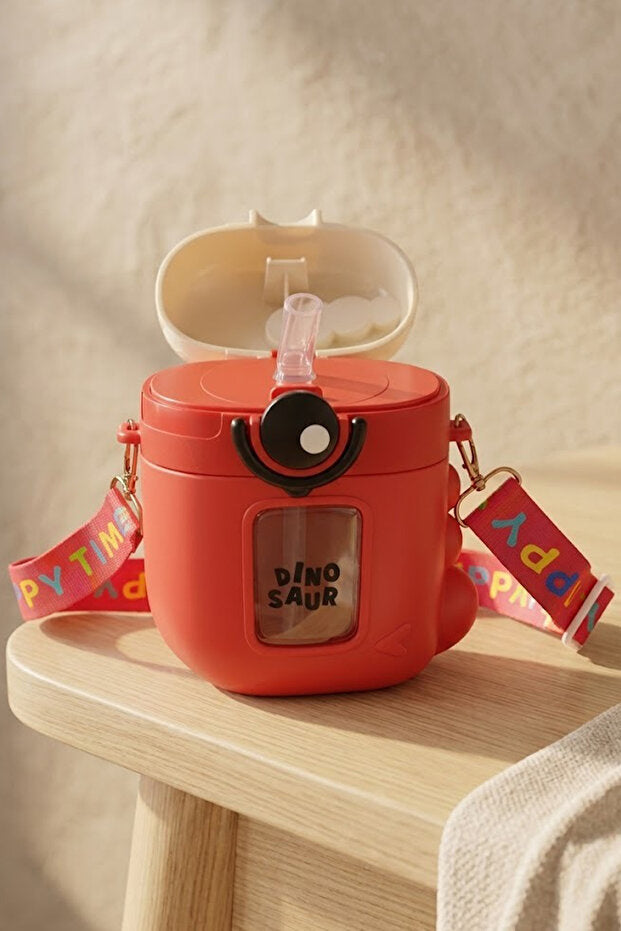 Gourde Enfant 500 ml Dinosaure avec Paille et Housse Silicone