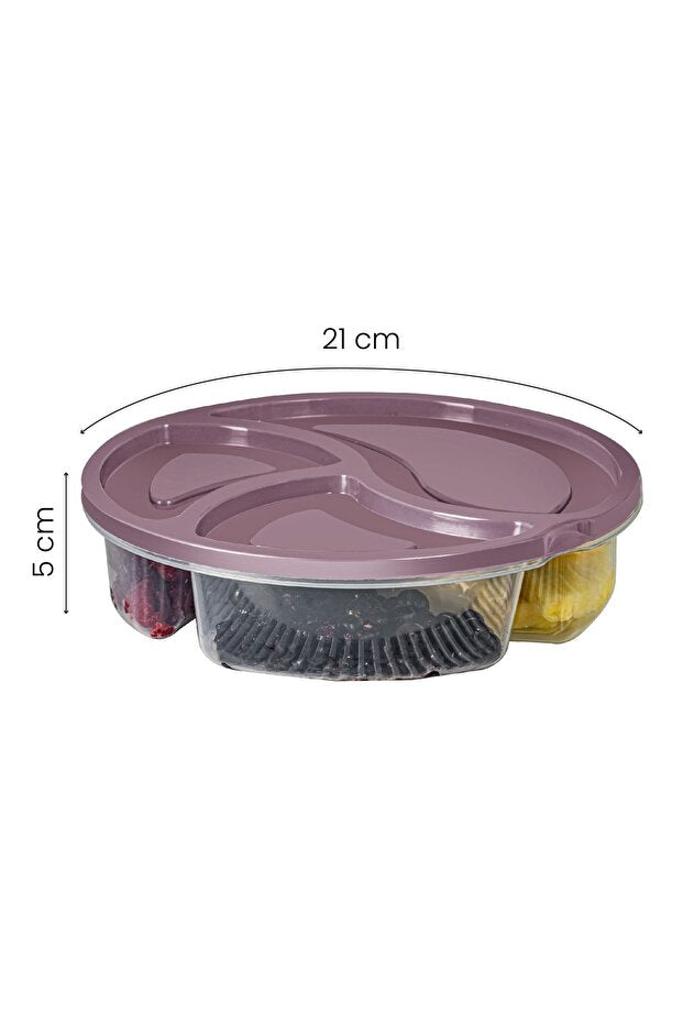 Lot de 4 Boîtes Alimentaires Rondes 3 Compartiments 1,2 L