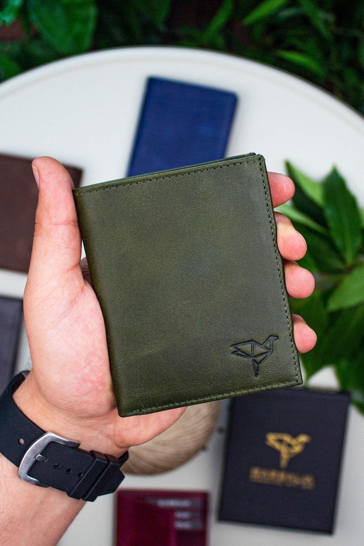 Porte-cartes en cuir véritable vintage marron – Utah - Justyol