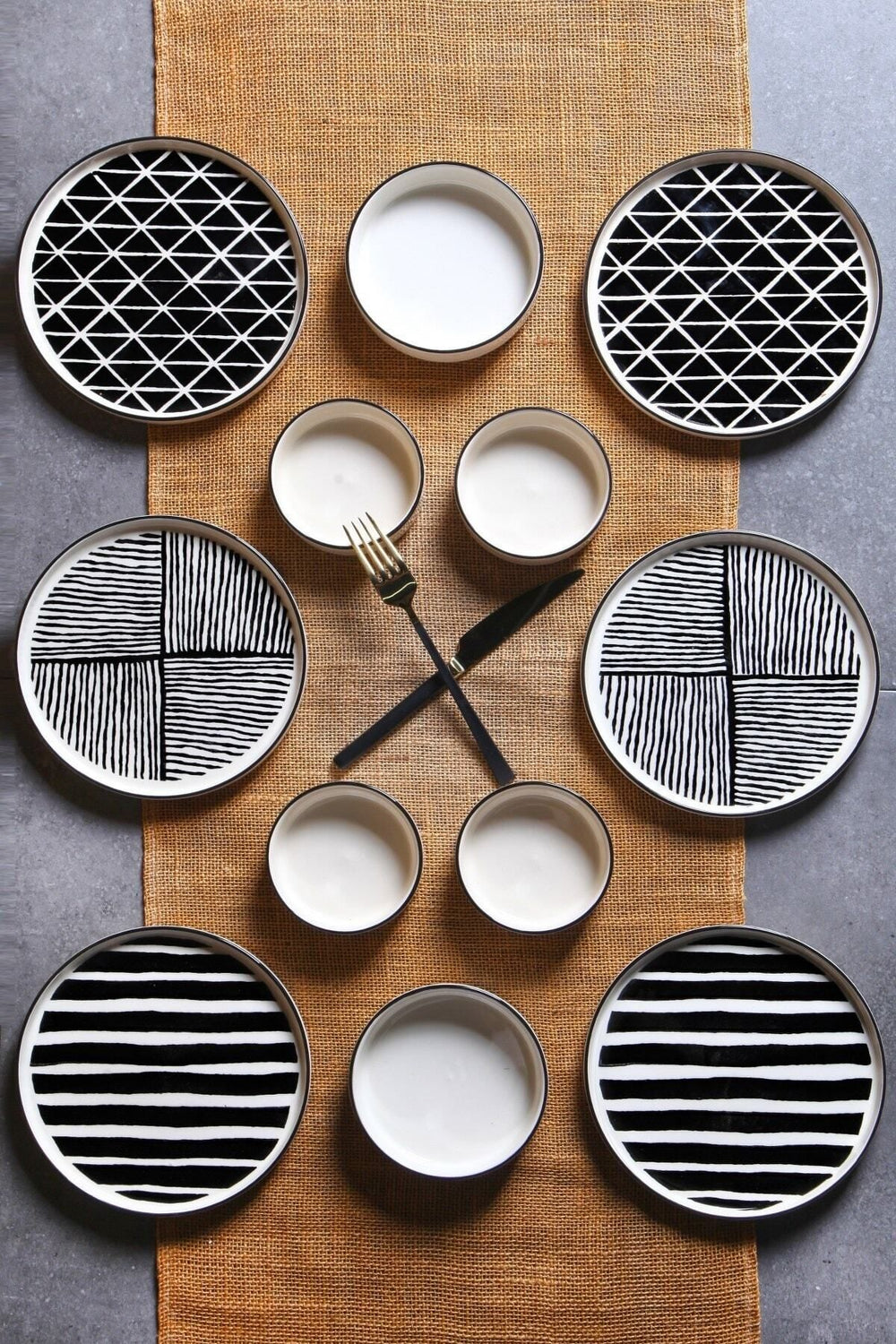 Service petit-déjeuner empilable Evil Eyes – 12 pièces pour 6 personnes – Set de présentation luxe pour petit-déjeuner