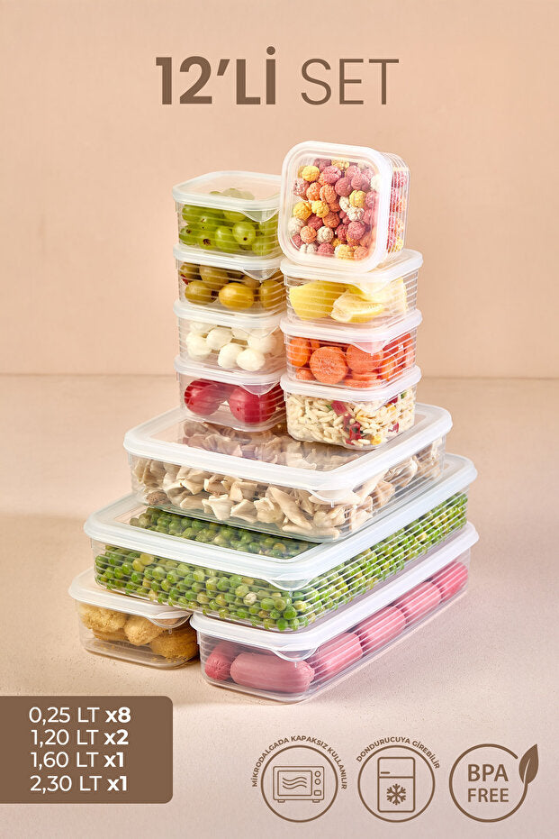Lot de 12 Boîtes de Conservation Alimentaire
