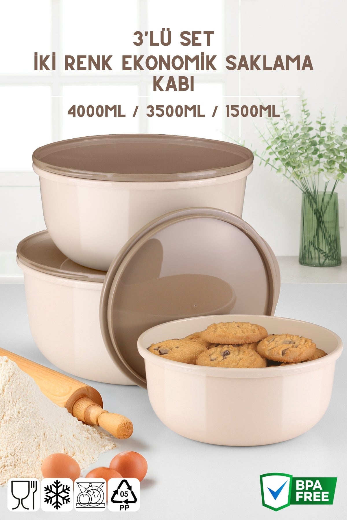 Set de 3 Boîtes de Conservation Rondes – 1,5 L + 2,5 L + 4 L