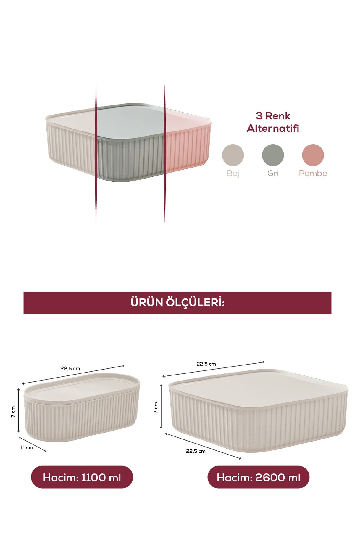 Lot de 3 Boîtes de Conservation Empilables avec Bande Élastique