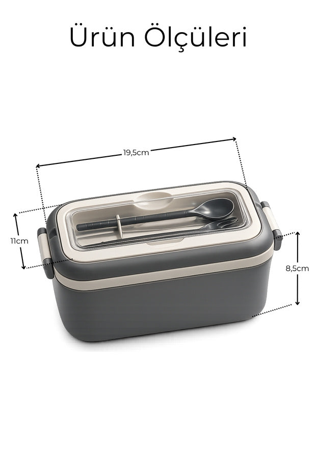 Lunch Box Compartimentée avec Cuillère et Fourchette – 3 Compartiments