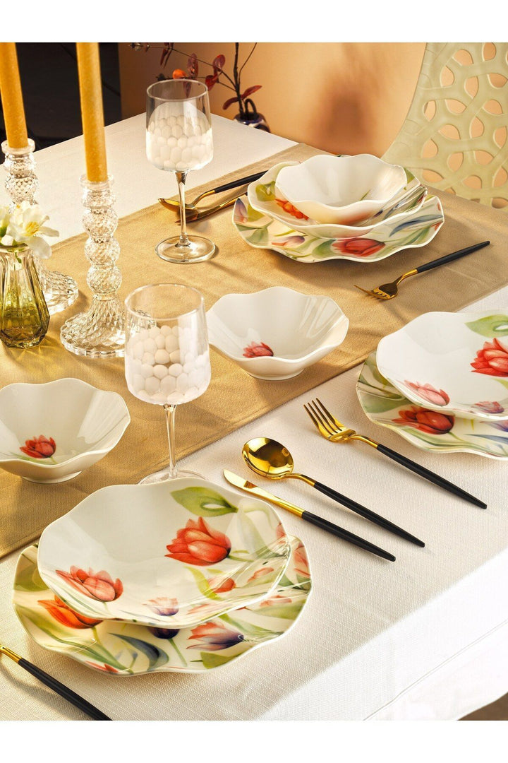 Service de table en porcelaine 6 personnes – Design rond moderne et durable
