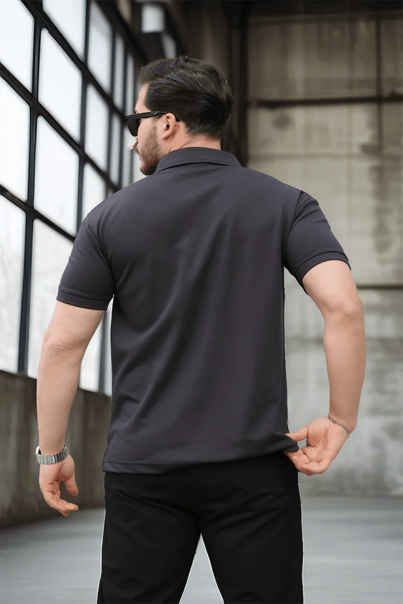 t‑shirt homme demi‑zip poche premium