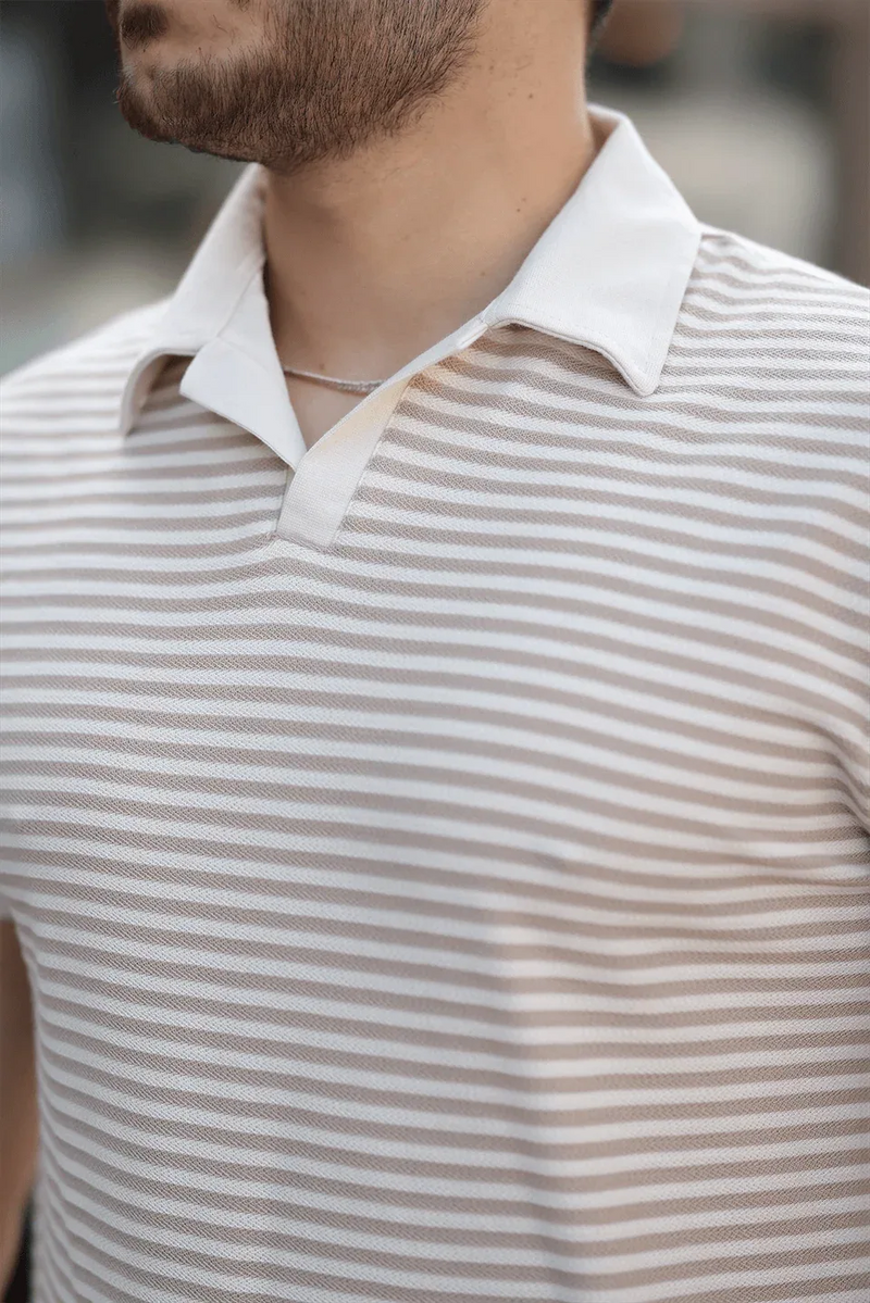 polo homme à rayures tricotées confortable