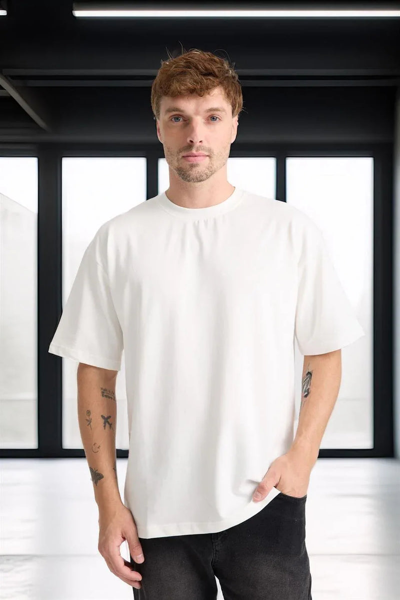 T-shirt homme oversize en coton col rond basique