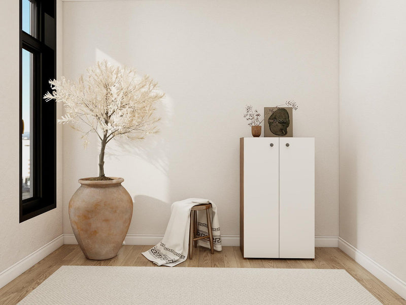 ARMOIRE MULTI-USAGES 2 PORTES BLANC/BLANC