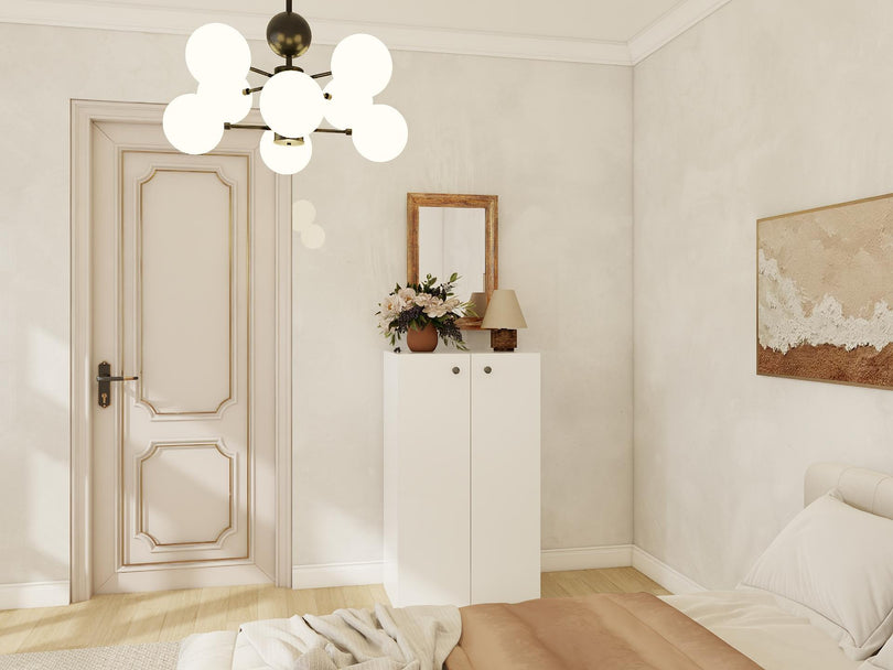 ARMOIRE MULTI-USAGES 2 PORTES BLANC/BLANC