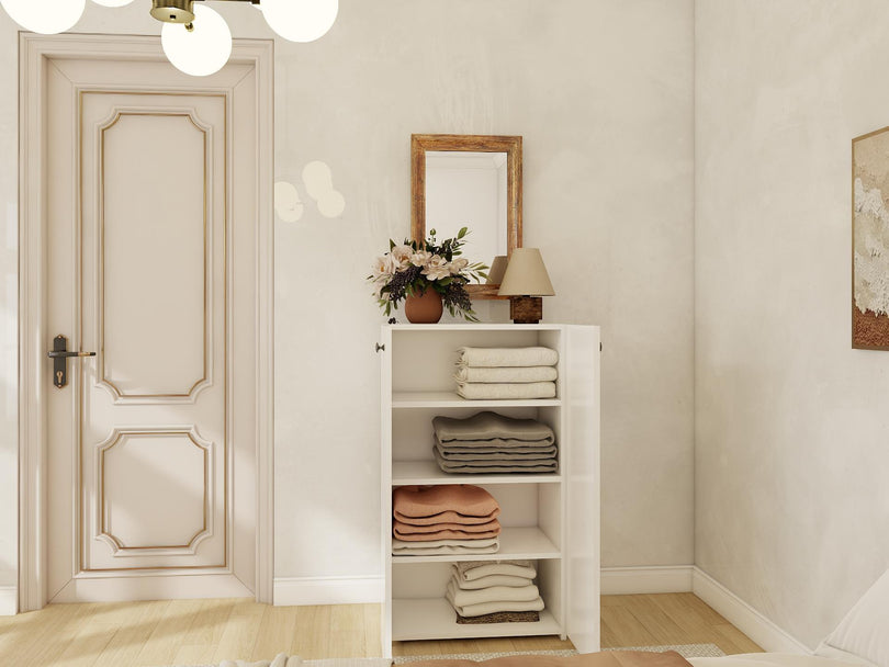 ARMOIRE MULTI-USAGES 2 PORTES BLANC/BLANC