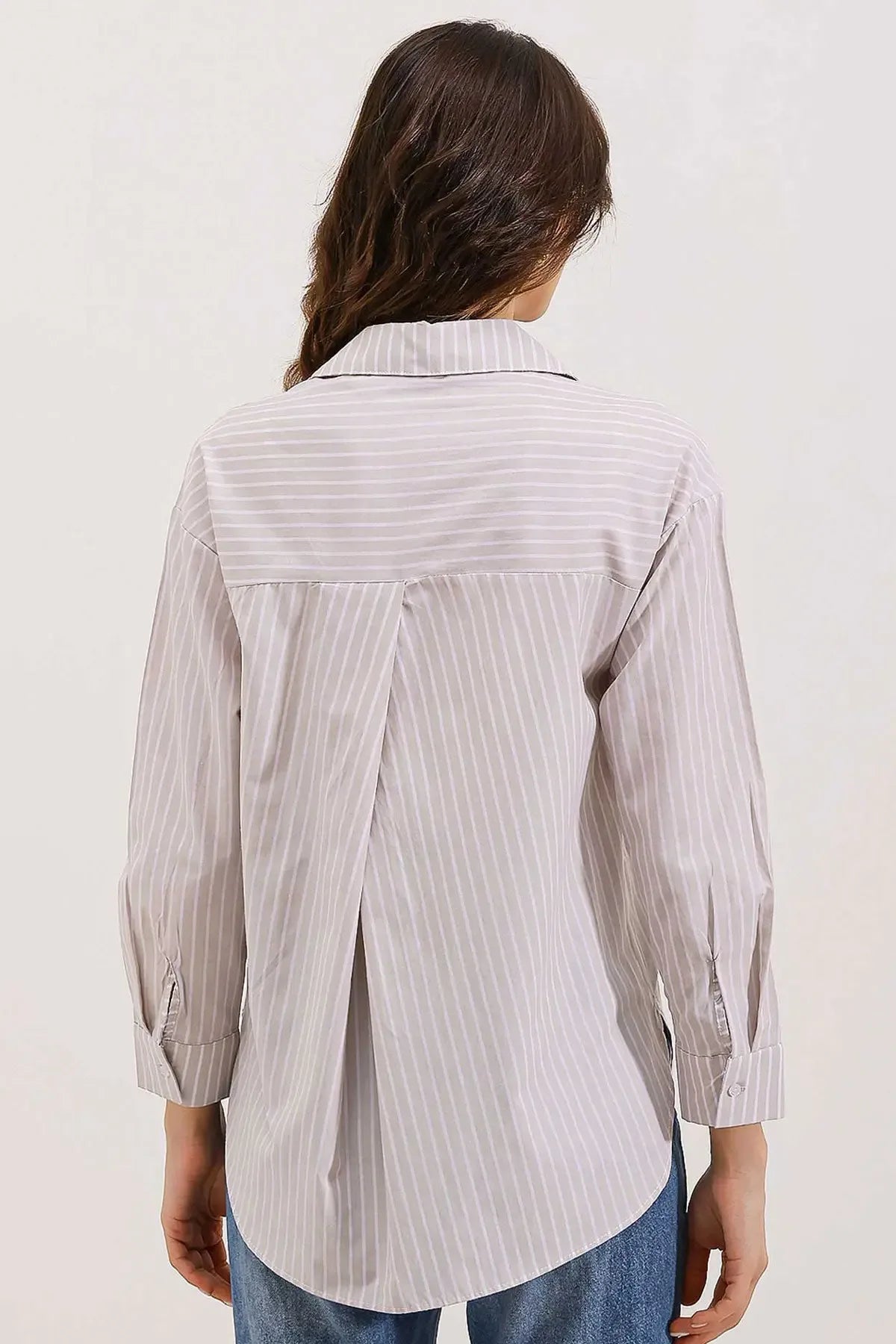 20205 Chemise oversize rayée avec poche - Justyol