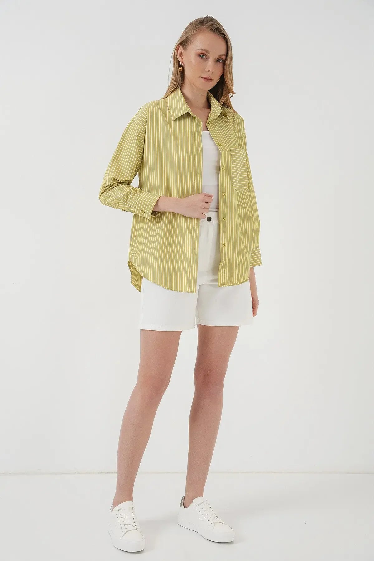 20205 Chemise oversize rayée avec poche - Justyol