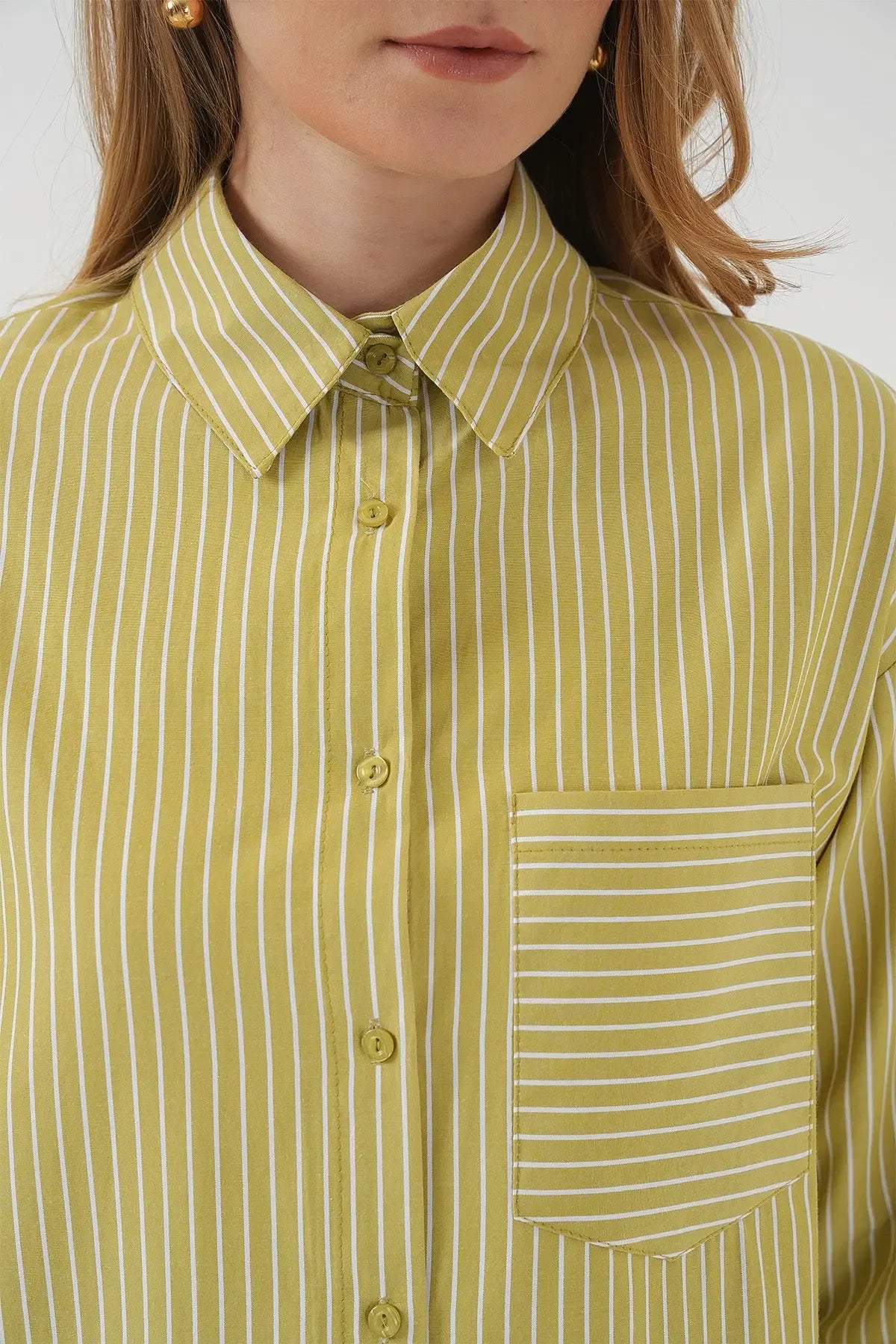 20205 Chemise oversize rayée avec poche - Justyol