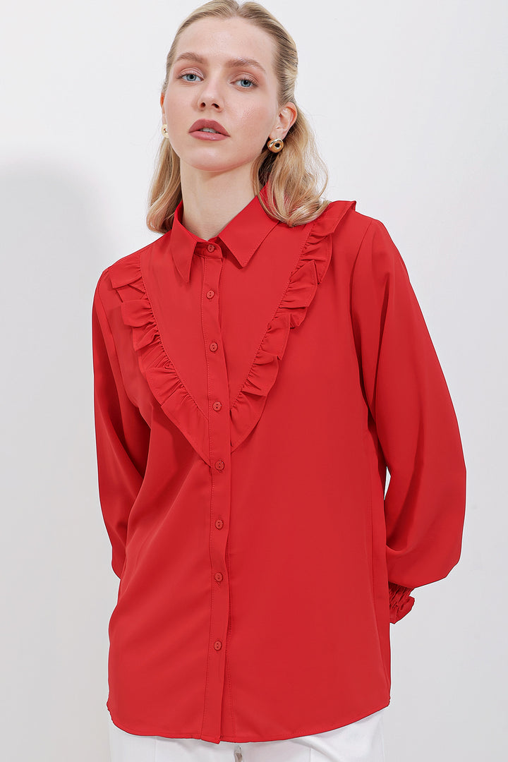 20223Chemise Femme à Volants Élégante