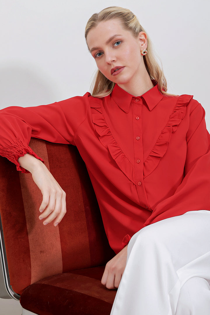 20223Chemise Femme à Volants Élégante