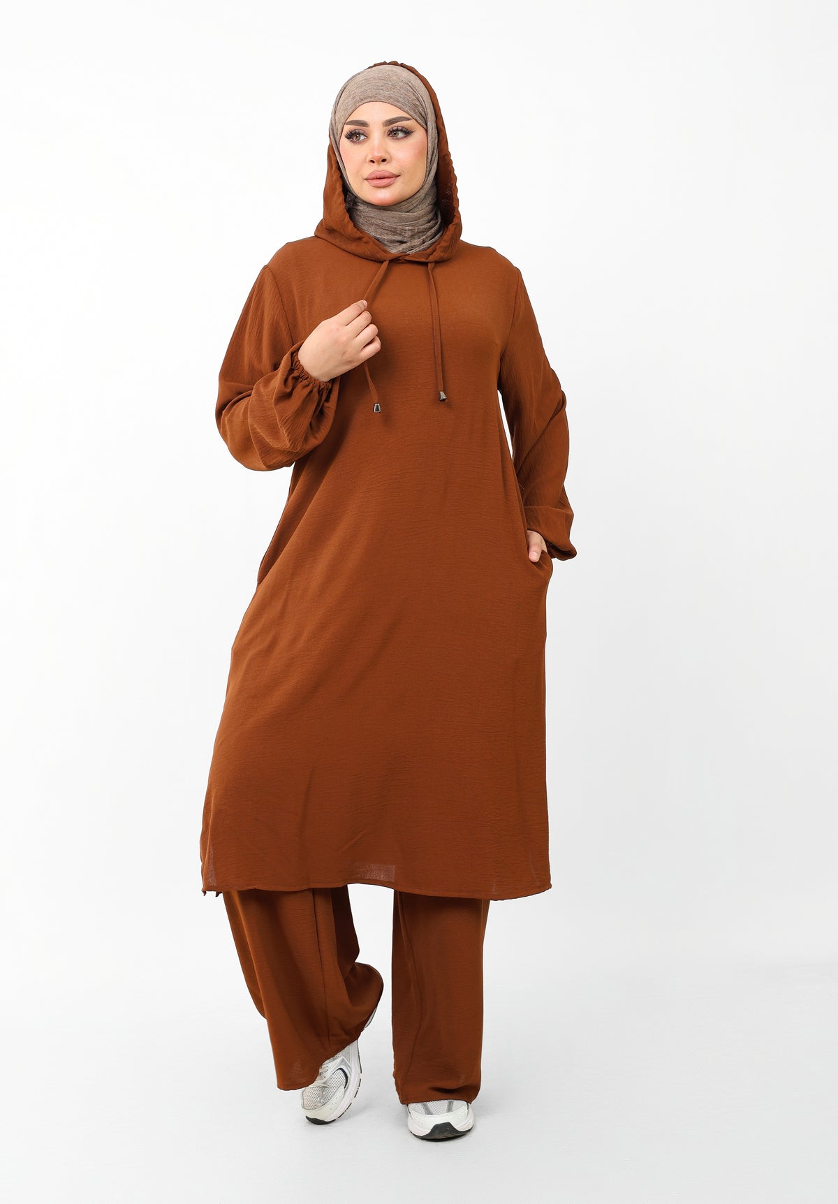 Ensemble Houria 2 Pièces – Tunique à Capuche & Pantalon Large