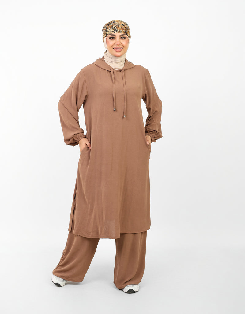 Ensemble Houria 2 Pièces – Tunique à Capuche & Pantalon Large