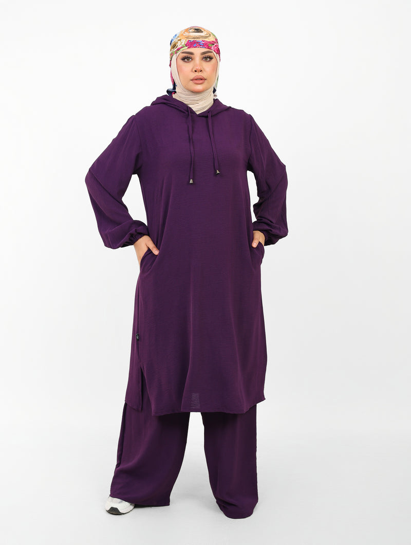 Ensemble Houria 2 Pièces – Tunique à Capuche & Pantalon Large