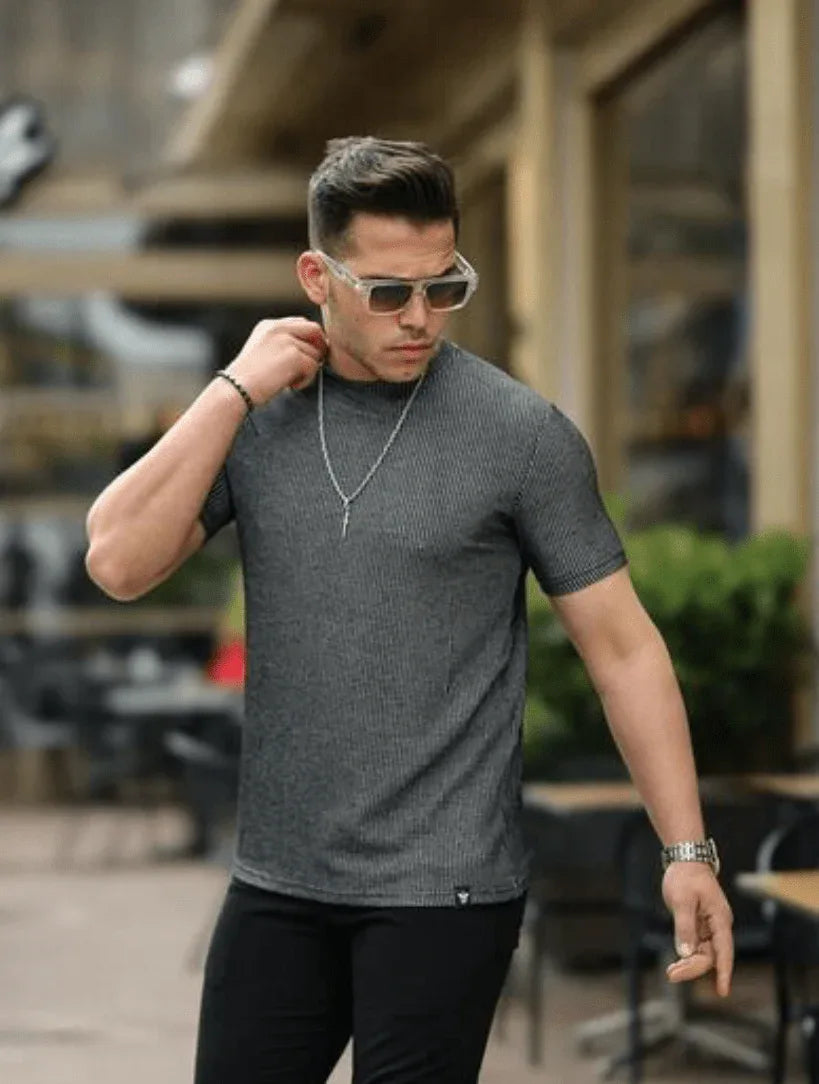 t‑shirt homme texturé rayé fit - Justyol