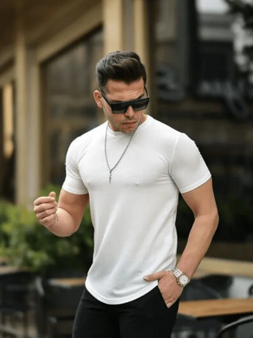 t‑shirt homme texturé rayé fit - Justyol