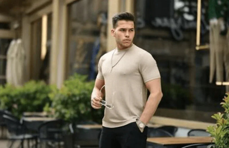 t‑shirt homme texturé rayé fit