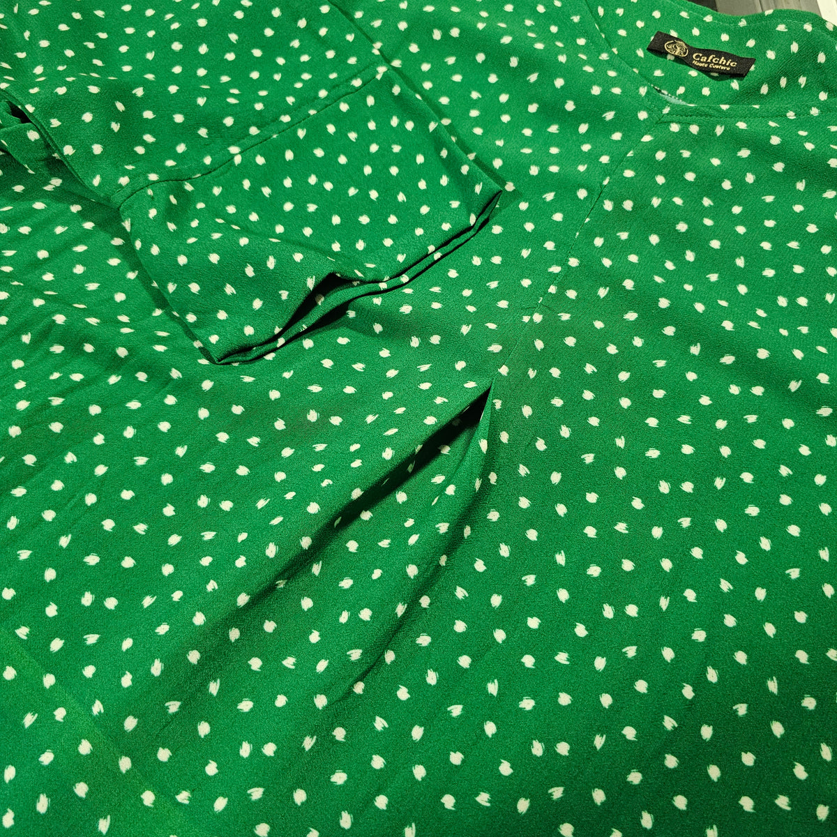 Robe Longue Femme à Pois – Coupe Fluide et Manches Longues
