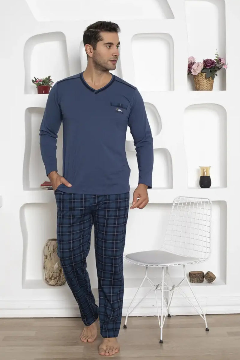 Pyjama Homme en Coton avec Pantalon à Carreaux