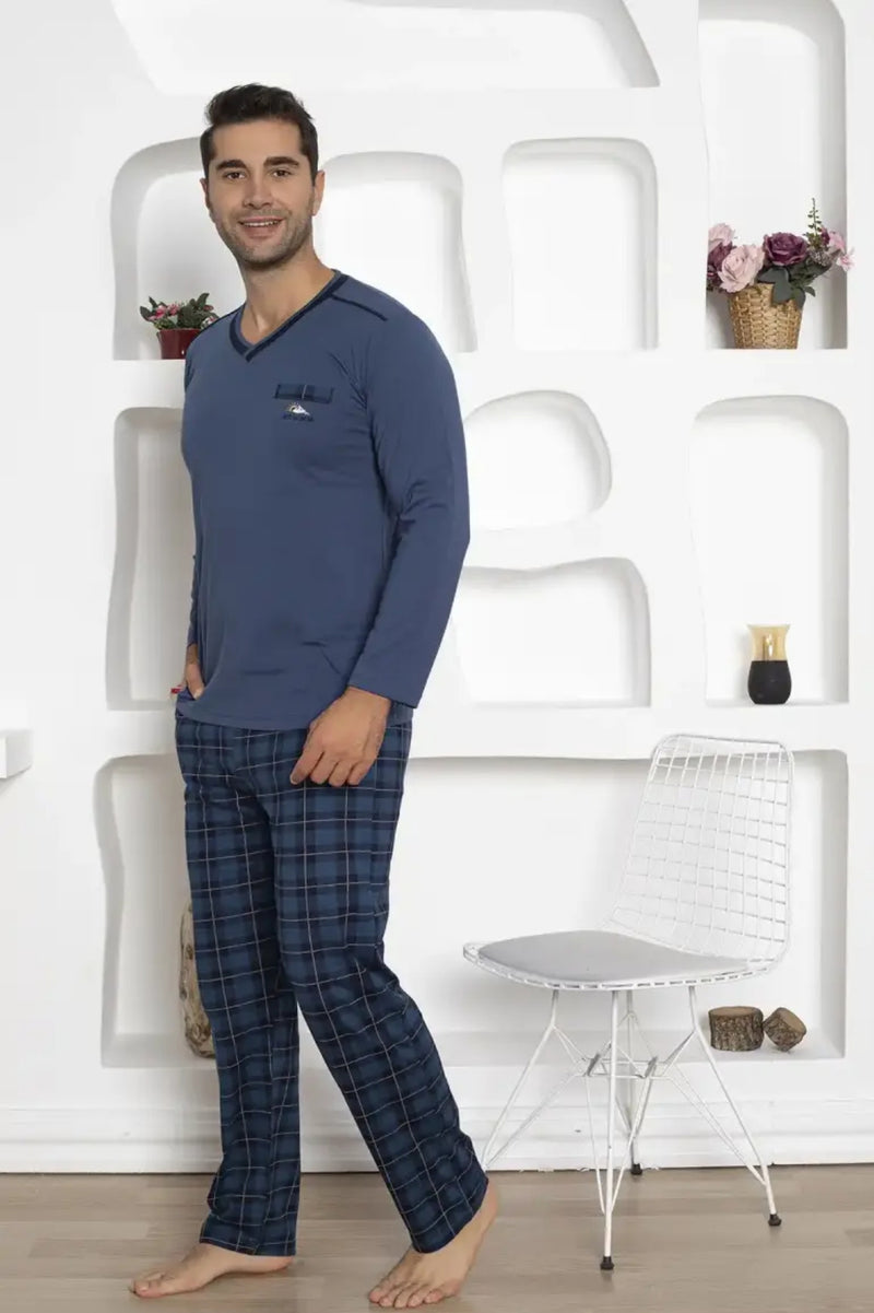 Pyjama Homme en Coton avec Pantalon à Carreaux