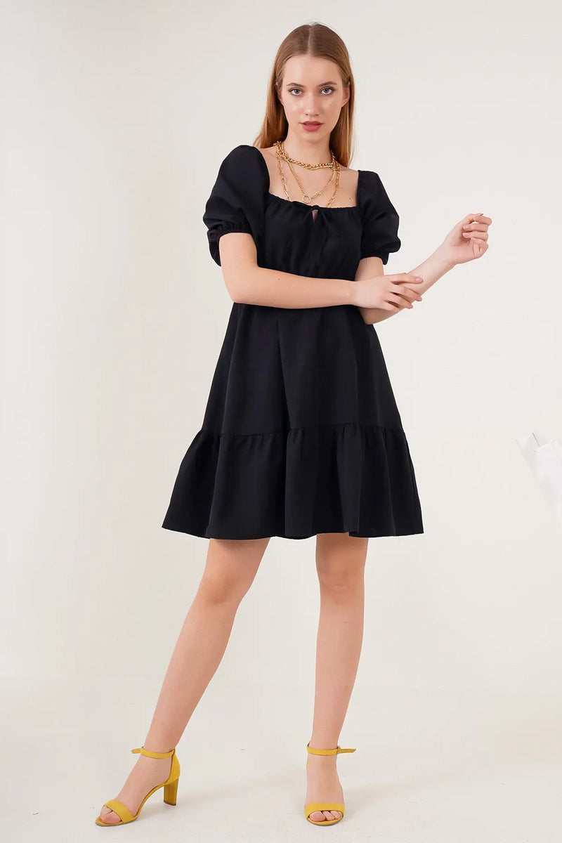Robe Courte Évasée en Popeline – Coupe Klos Élégante
