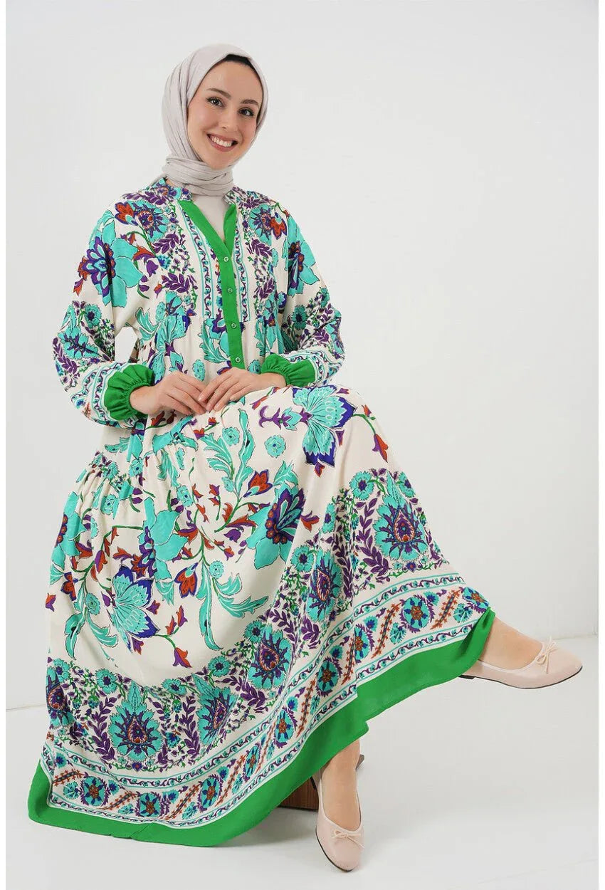 2423 Robe longue à motif authentique femme en viscose - Justyol