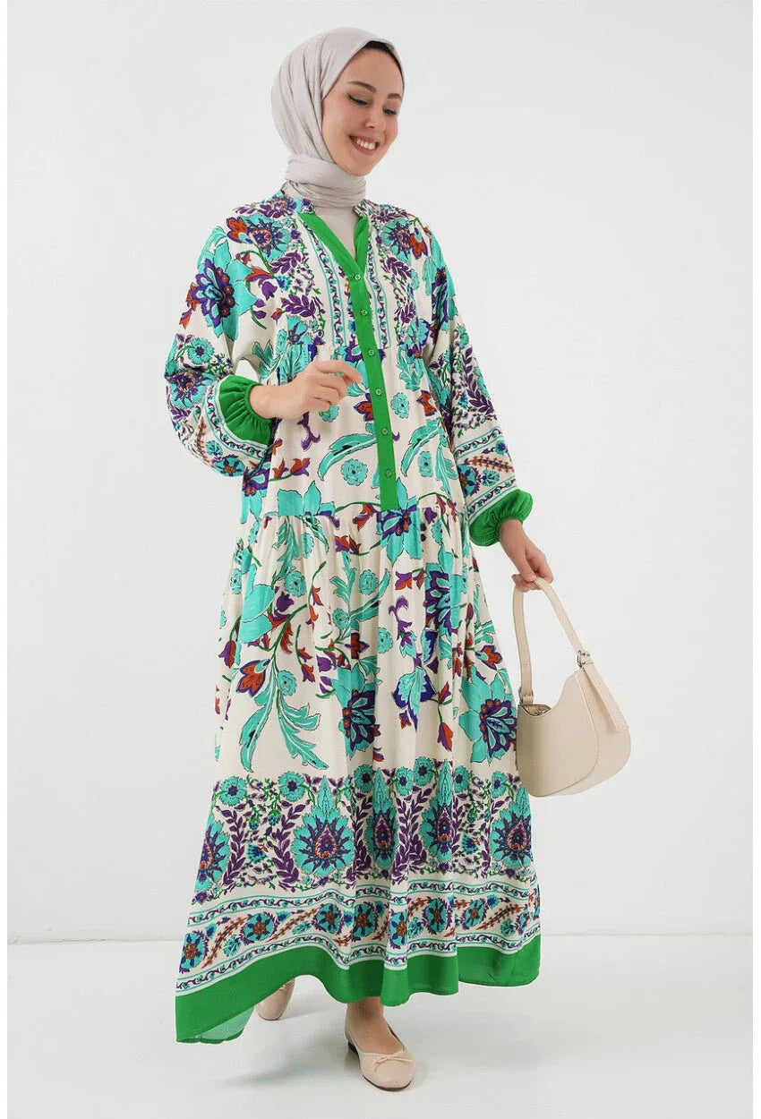 2423 Robe longue à motif authentique femme en viscose - Justyol