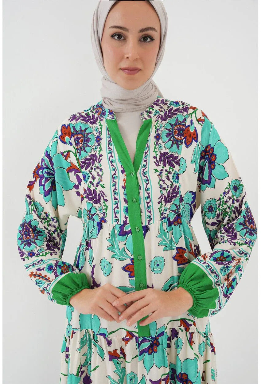 2423 Robe longue à motif authentique femme en viscose - Justyol