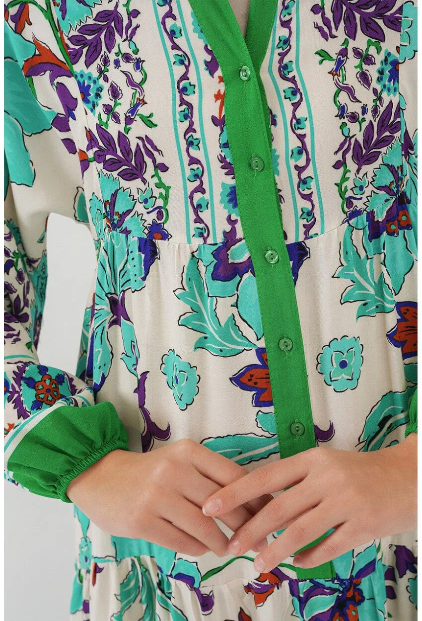 2423 Robe longue à motif authentique femme en viscose - Justyol