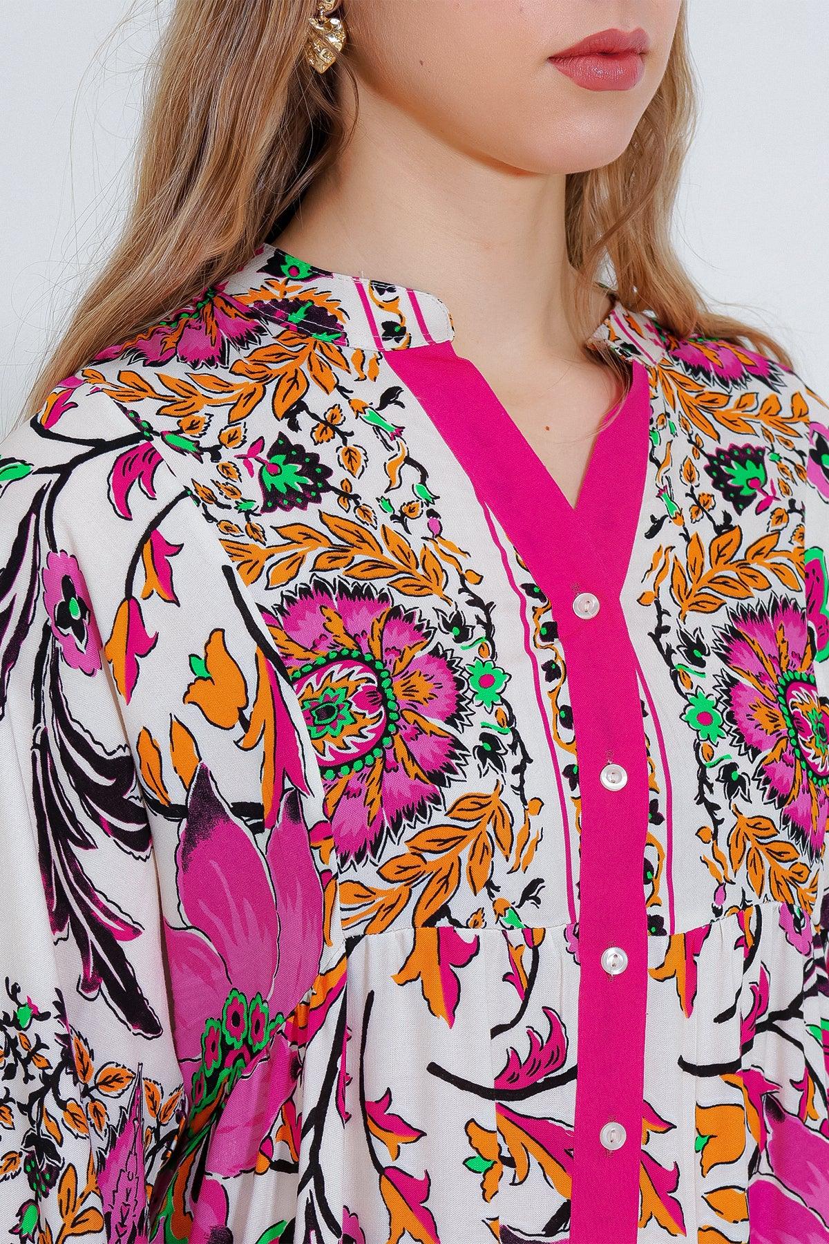 2423 Robe longue à motif authentique femme en viscose - Justyol