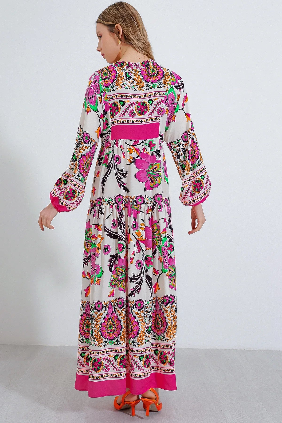 2423 Robe longue à motif authentique femme en viscose - Justyol