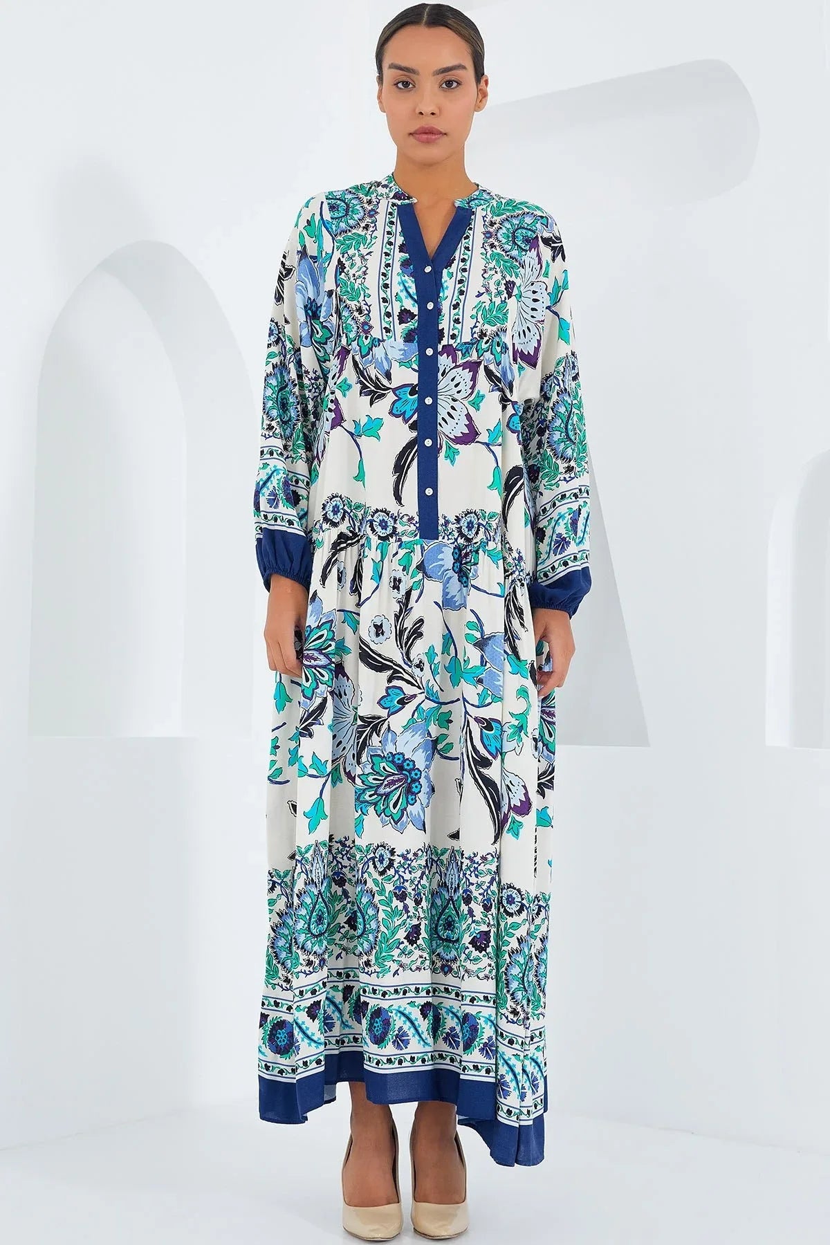 2423 Robe longue à motif authentique femme en viscose - Justyol