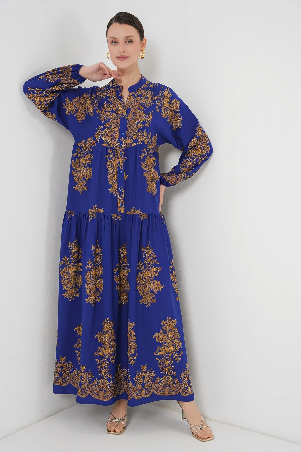 2423 Robe longue à motif authentique femme en viscose - Justyol