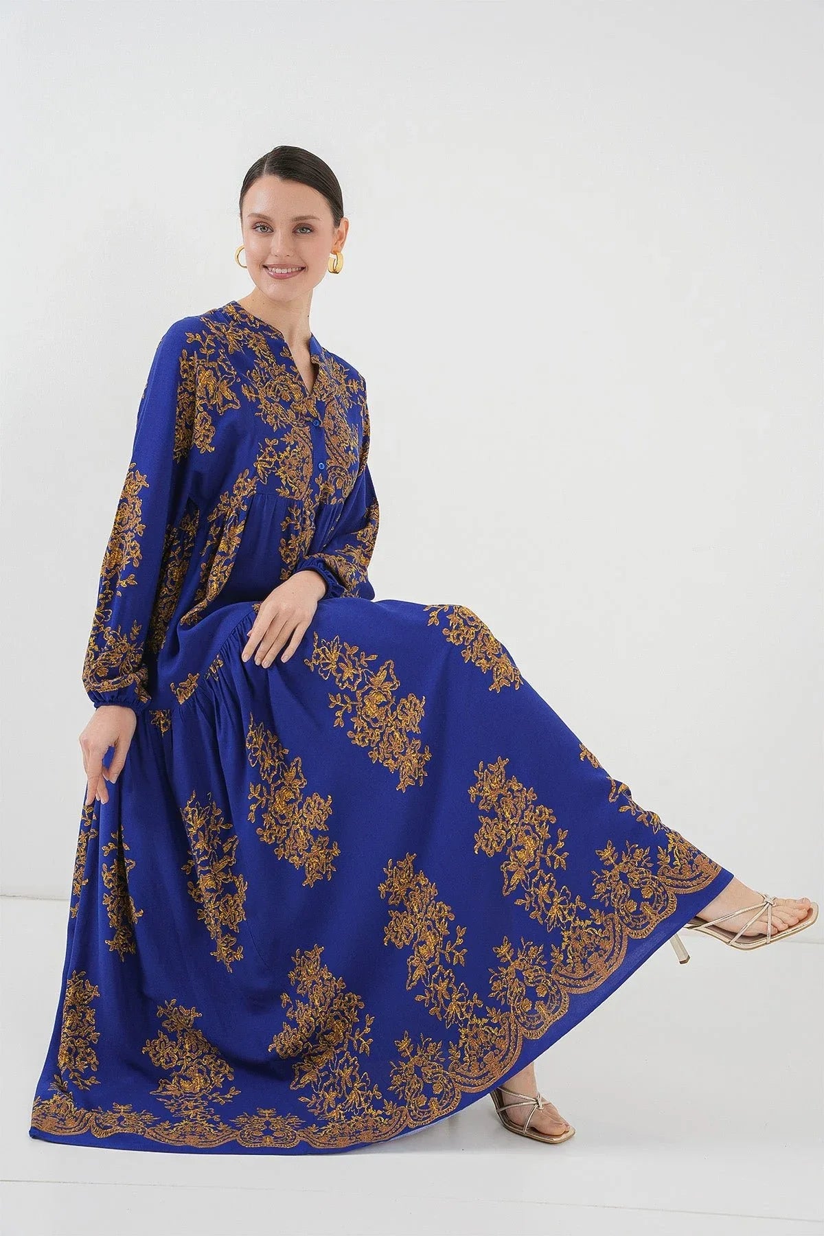 2423 Robe longue à motif authentique femme en viscose - Justyol