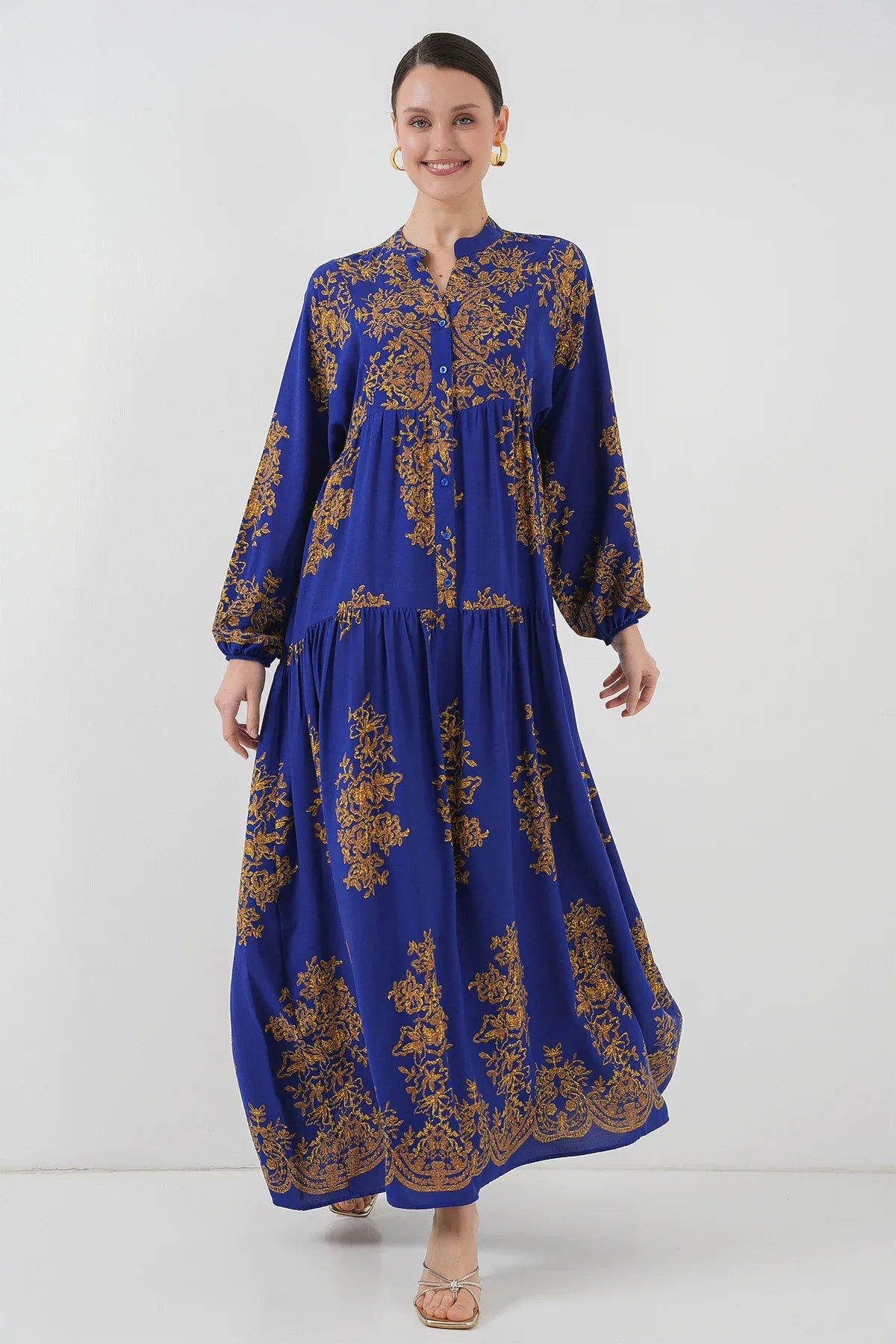 2423 Robe longue à motif authentique femme en viscose - Justyol