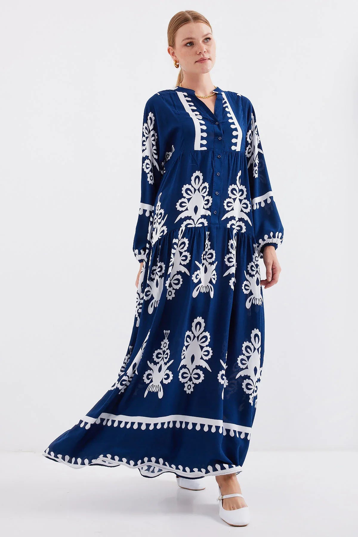 2423 Robe longue à motif authentique femme en viscose - Justyol