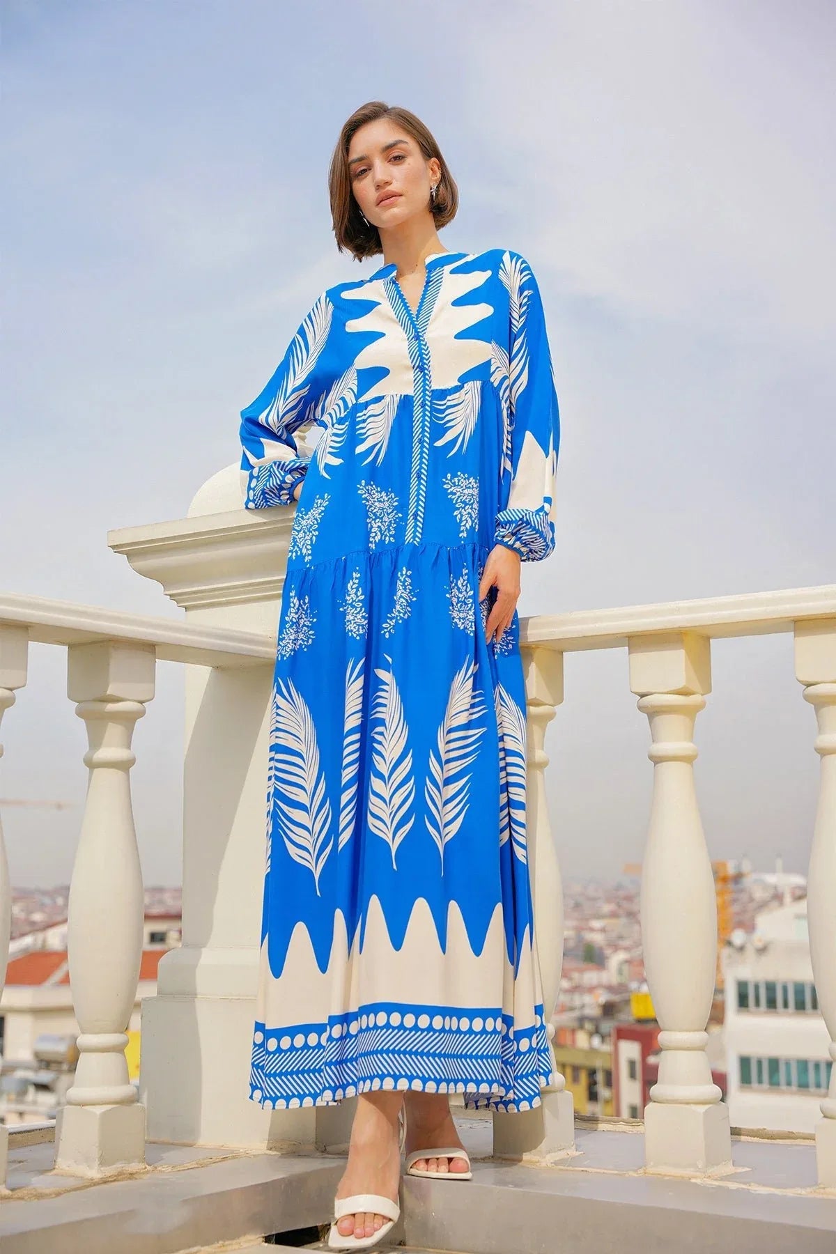 2423 Robe longue à motif authentique femme en viscose - Justyol