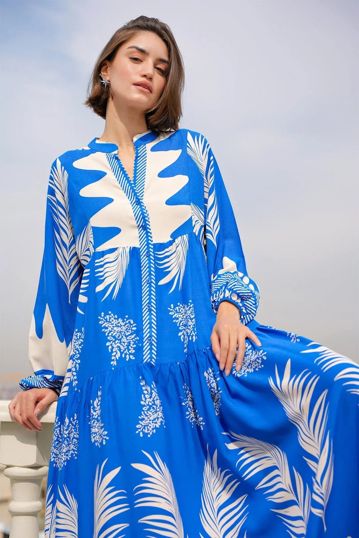 2423 Robe longue à motif authentique femme en viscose - Justyol