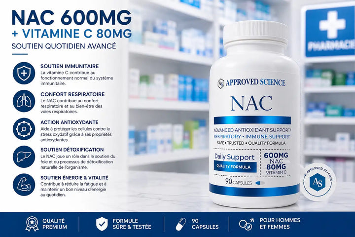 NAC 600 ملغ مع فيتامين C بتركيز 80 ملغ – 90 كبسولة