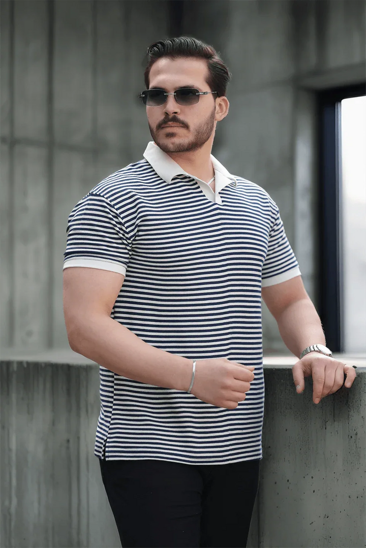 polo homme à rayures tricotées confortable