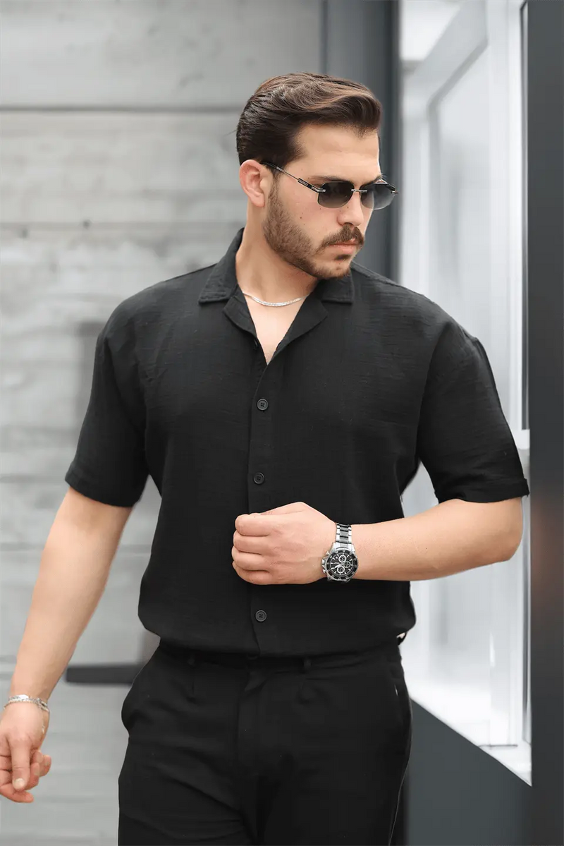 Chemise Homme en Mousseline à Col Cubain Coupe Confort