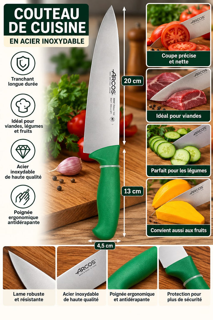 COUTEAU CUISINE ARCOS VERT 292121 200MM